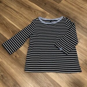 NAUTICA Blue and White stripe 3/4 sleeve boat neck top air XL